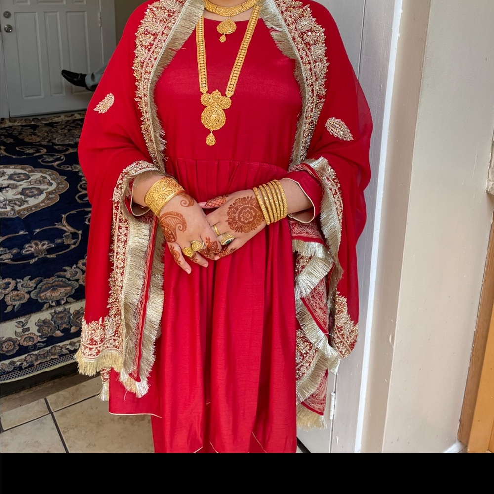Pakistani Red Embroidered suit - OPEN TO ALL OFFERS